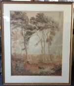ENGLISH SCHOOL: A large framed and glazed watercolour.