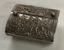 A heavy Continental chased silver double opening box.