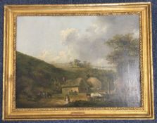 GEORGE MORLAND: (British, 1763 - 1804): A gilt framed and glazed oil on canvas.