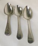 EXETER: Two good bright-cut silver tablespoons.
