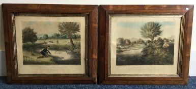 R G REEVE: A pair of wooden framed and glazed fishing prints.