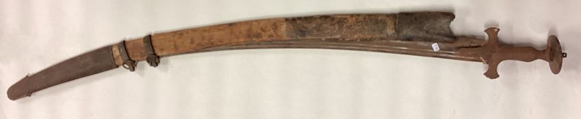 An old steel sword with cast handle.