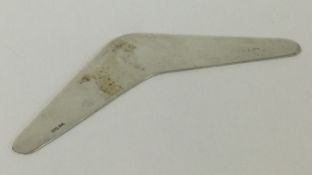 AUSTRALIAN: An early 20th Century silver boomerang.