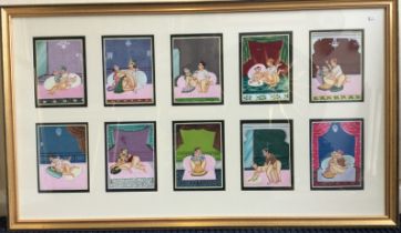 A selection of ten watercolours on paper forming a gilt framed and glazed picture.