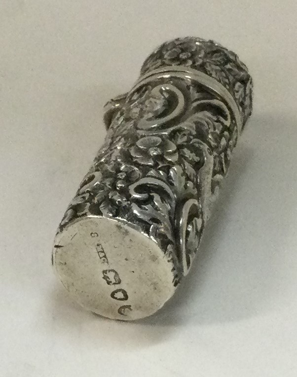 SAMPSON MORDAN AND CO: A Victorian silver chased scent bottle embossed with birds. - Image 3 of 3