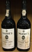 Two x 75cl bottles of Warre's 1985 Vintage Port. Bottled 1987.