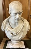 SIR FRANCIS LEGGATT CHANTREY: (British, 1781 - 1841): A large heavy white marble bust of James Watt.