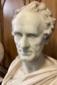 JOHN ADAMS-ACTON: (British, 1830 - 1910): A large heavy white marble bust.