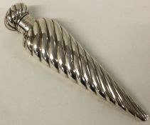 A Victorian silver large scent bottle of spiralled form.