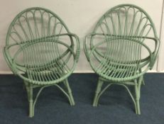 Two stylish green conservatory chairs. Est. £10 -