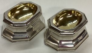 A pair of George II octagonal silver salts.