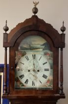 A good Antique mahogany grandfather clock with painted dial. By J. Carmichael, Gateshead.