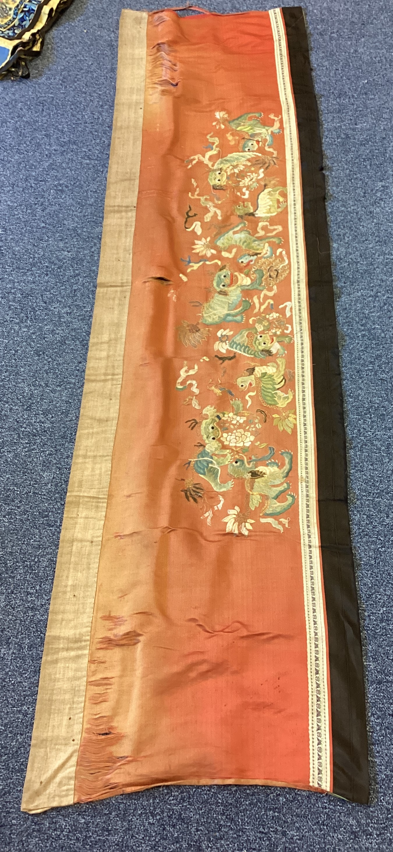 A large Chinese silk work tapestry. - Image 3 of 9