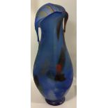 A stylish blue glass vase. Approx. 33 cms high. Es