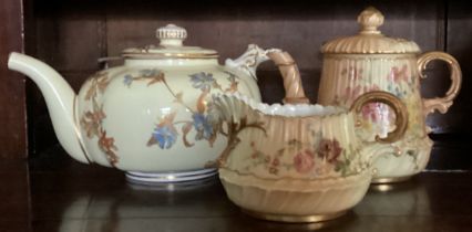 An attractive Royal Worcester teapot of floral design etc.
