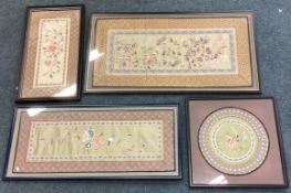 A good group of four Chinese silkworks mounted as pictures.