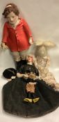 A small 1930's Deans Miniature Rag Doll figure of Mickey Mouse together with other dolls etc.