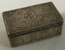 A chased 19th Century German silver hinged snuff box.