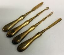 A set of four silver crested manicure items. London 1924. By Finnigans Ltd.