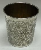 A French bright-cut silver beaker. Marked to base.