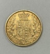 A very fine 1856 bun shield back Sovereign.