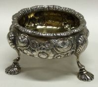 A good quality Victorian silver mounted salt with chased decoration. London 1842.