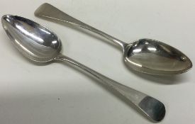 A pair of 18th Century Georgian silver spoons. London 1799. By Richard Crossley.