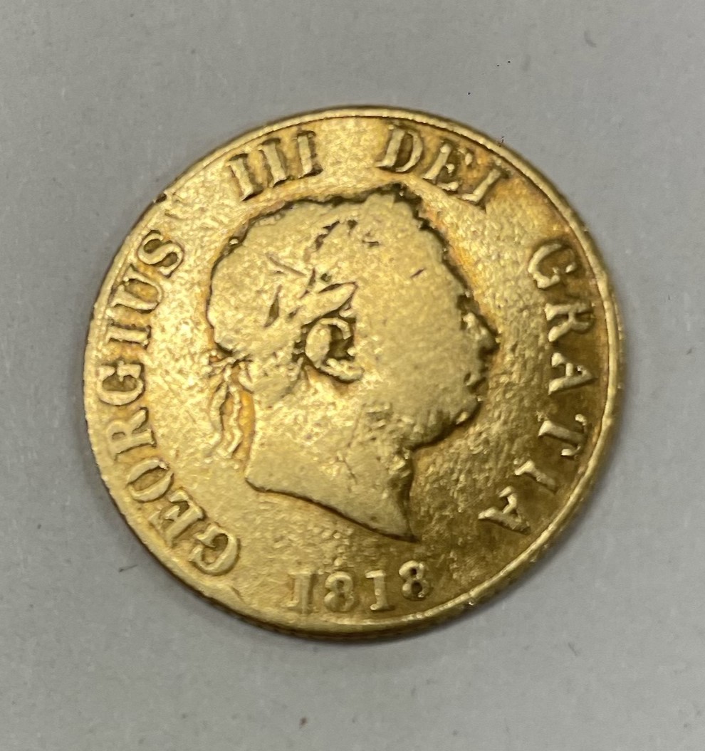 An 1818 George III half Sovereign. - Image 2 of 2