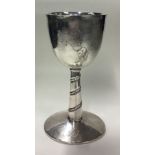 GRAHAM LESLIE STUART: A contemporary silver goblet engraved with a unicorn.
