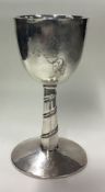 GRAHAM LESLIE STUART: A contemporary silver goblet engraved with a unicorn.