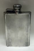 A heavy engine turned Art Deco silver drinking flask. Sheffield 1930.