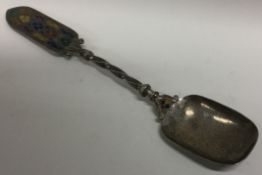 A large 19th Century Russian silver and enamel spoon. 1894.
