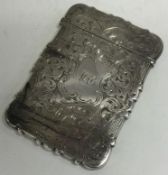 A 19th Century bright-cut engraved silver card case. Apparently unmarked.