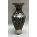 A 19th Century Chinese export silver vase. Marked to base.