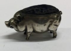 A novelty pin cushion in the form of a pig. Birmingham 1904.