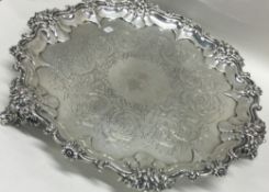 A large William IV silver chased salver. London 1837. By Barnard Brothers.