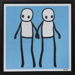 Stik (b. 1979),'Holding Hands (Blue)',signed in black ink,limited edition colour lithograph on