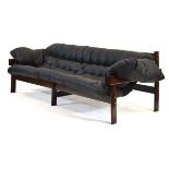 A 1960's Brazilian Modernist three-seater sofa or loveseat by Percival Lafer, Model MP-41, the pau