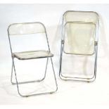 Giancarlo Piretti for Castelli, a pair of 'Plia' folding chairs, acrylic seats and chromed frames