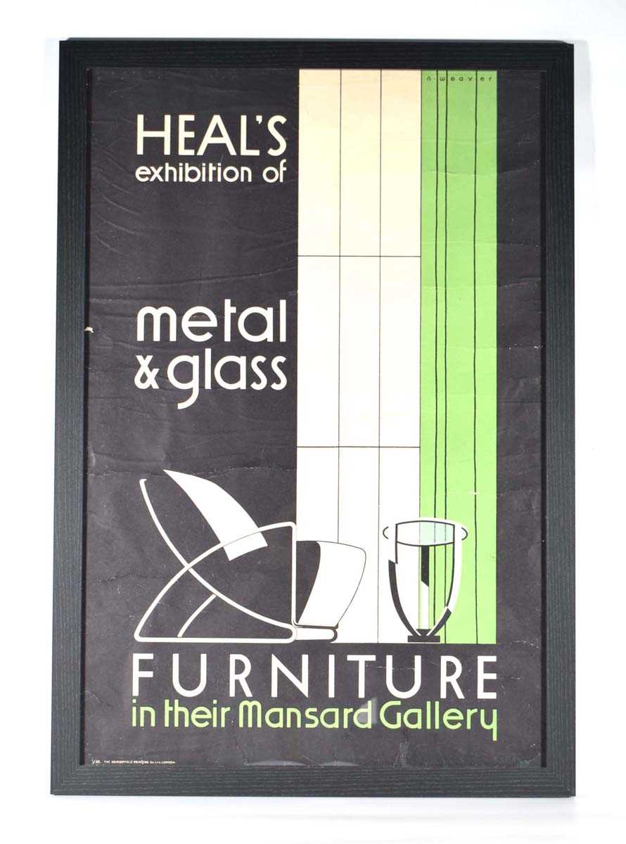 Norman Weaver (1913-1989) for Heals, a 1933 poster 'Heals Exhibition of Metal & Glass... Furniture - Image 2 of 8