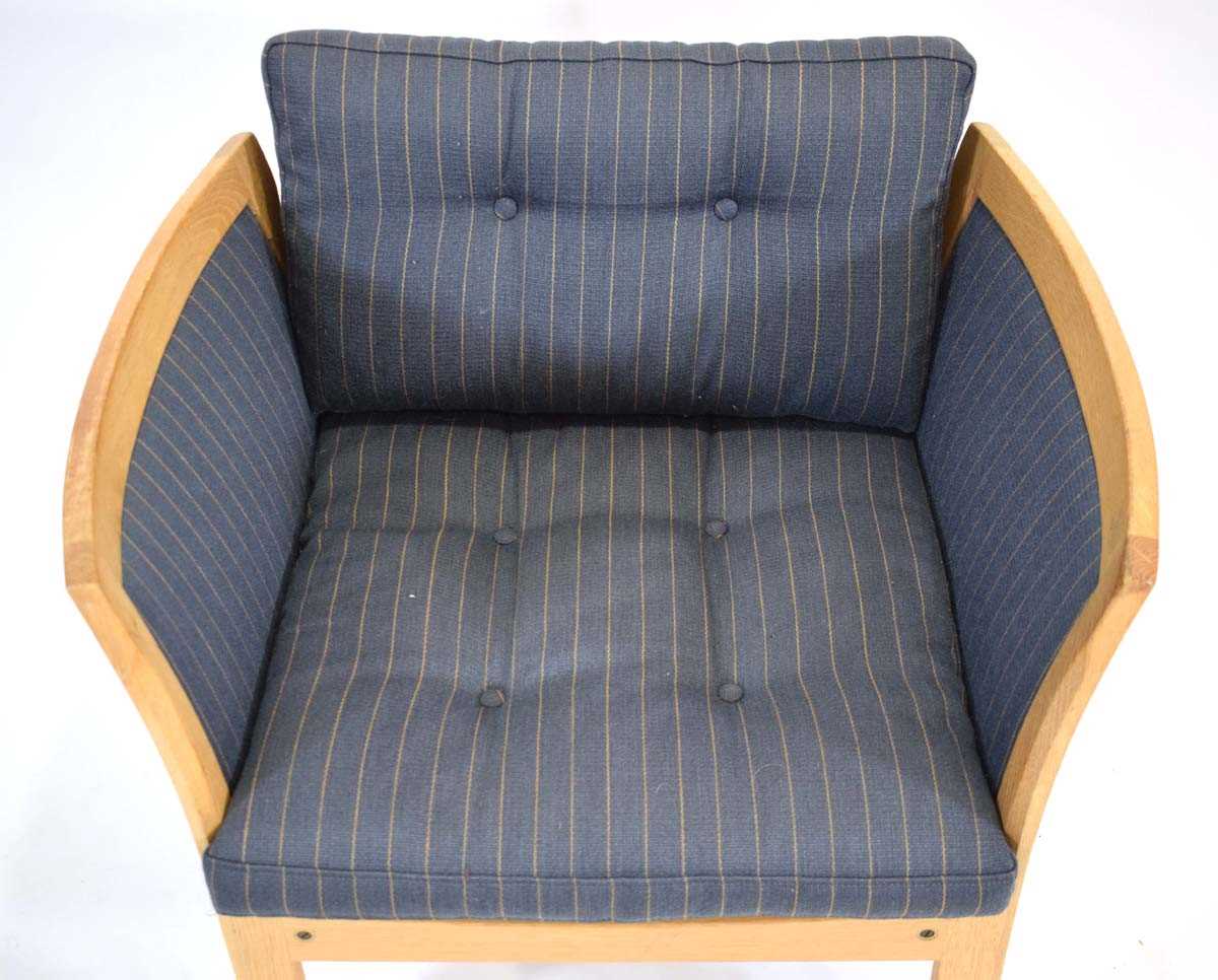 Illum Wikkelso (Danish, 1919-1999), a 1960's 'Plexus' armchair, the oak frame with striped - Image 3 of 3