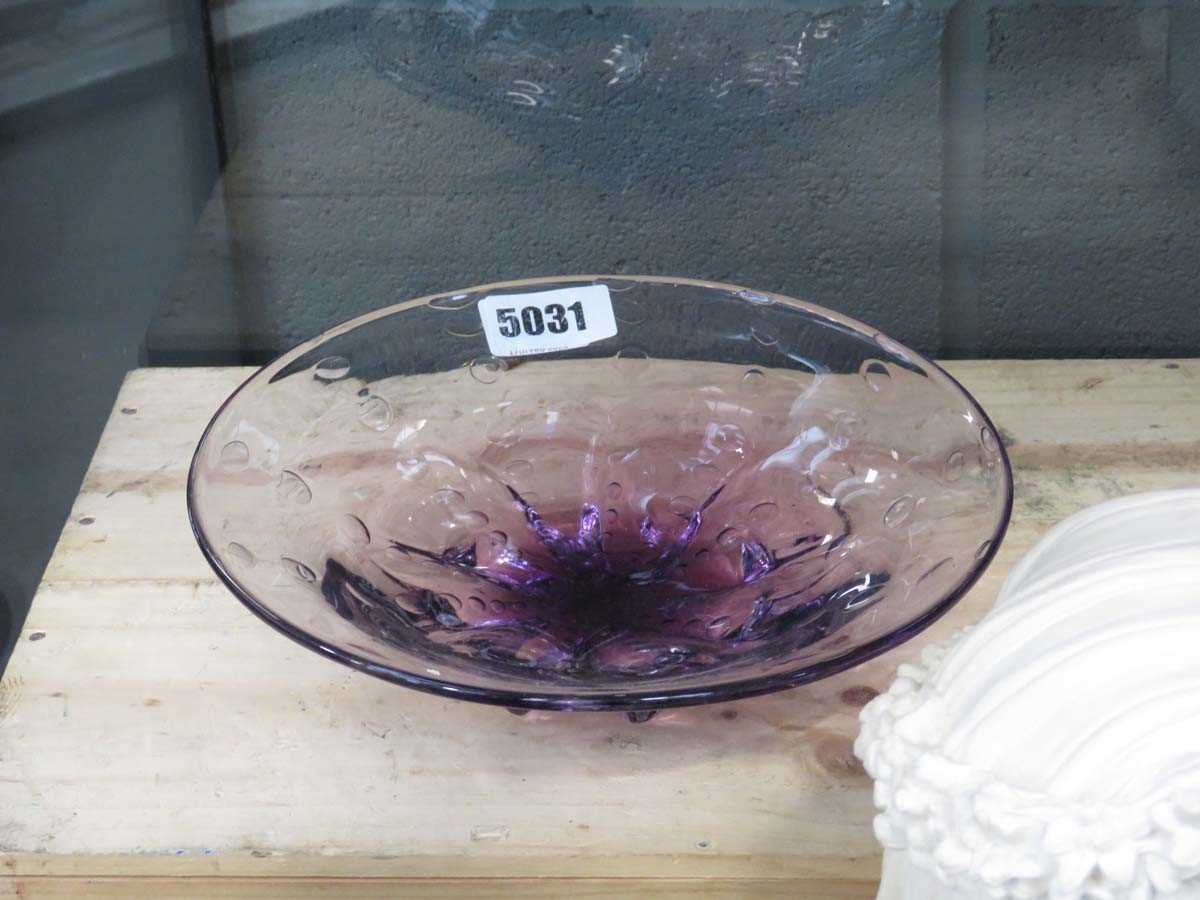 H.J. Dunn-Cooke for J. Powell, a 1930's amethyst glass bubble bowl, d. 22 cm
