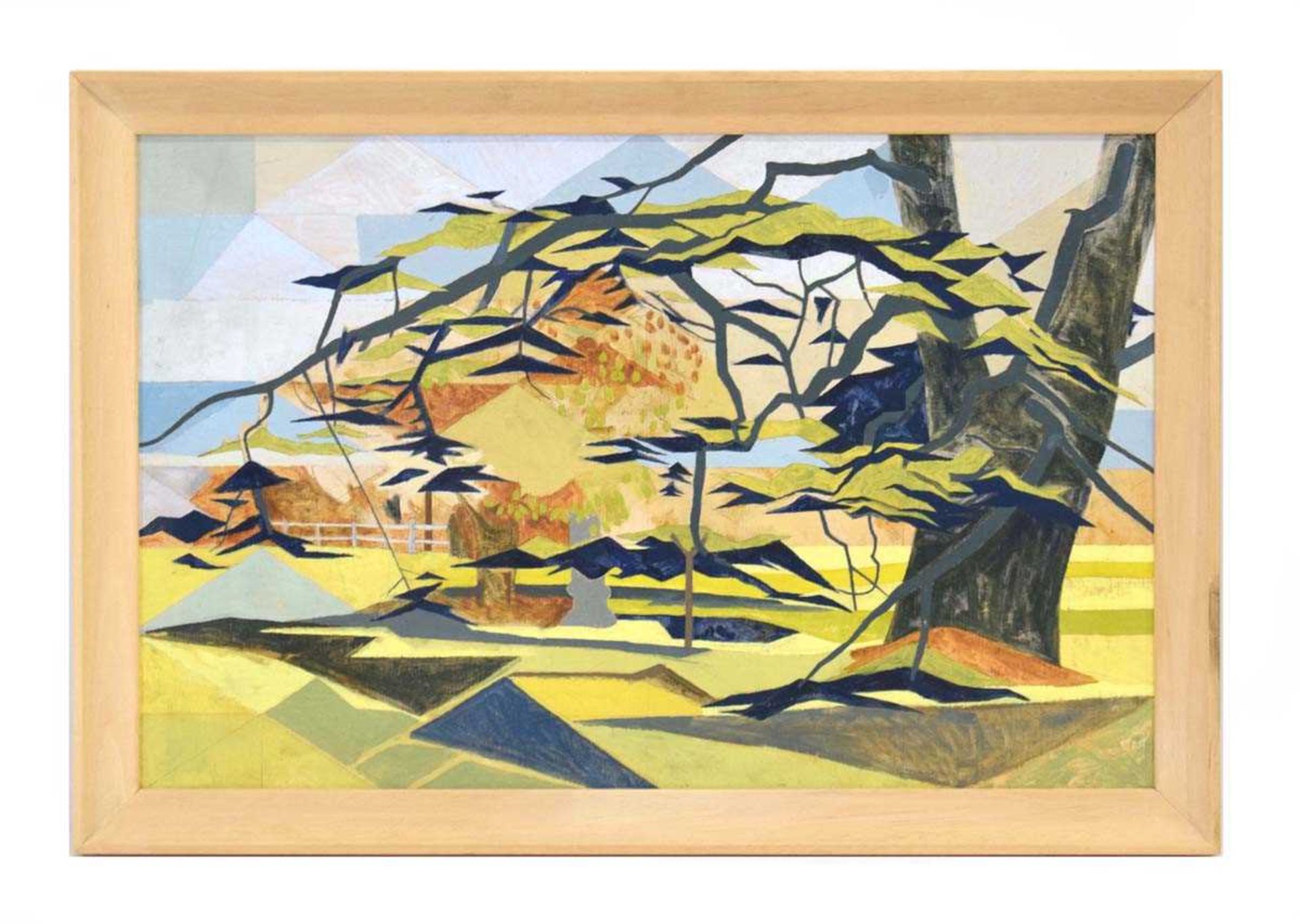 Conrad Lewis RCA (1922-2005),'Cedar Tree, St Mary's Churchyard, Redbourn',oil on board,image 48 x 73