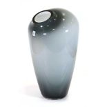 A German cased-glass vase, grey tapering to black, by Zwiesel, paper label to the side, h. 50 cm