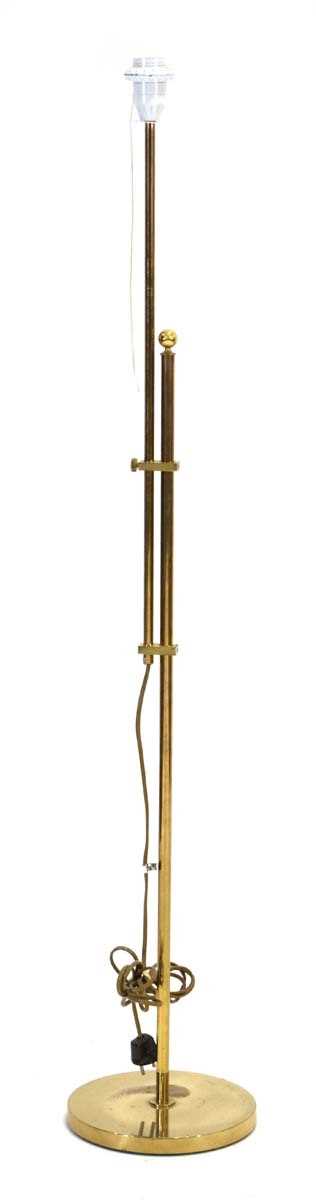 A Swedish brass adjustable floor lamp by Bergboms, label to underside