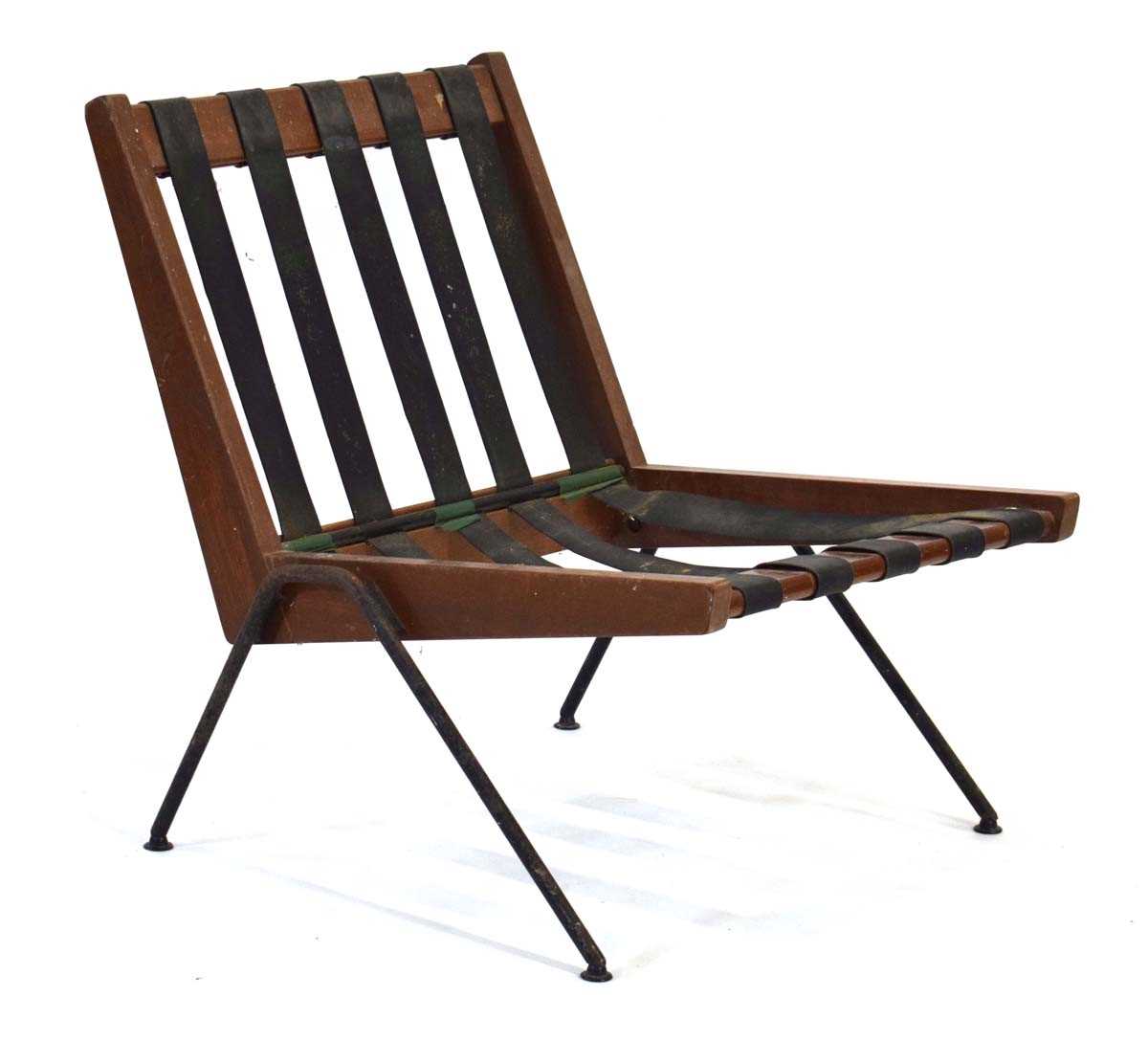 A Robin Day 'Chevron' chair with a teak frame and black metal tubular legs, designed in 1959, - Image 2 of 7