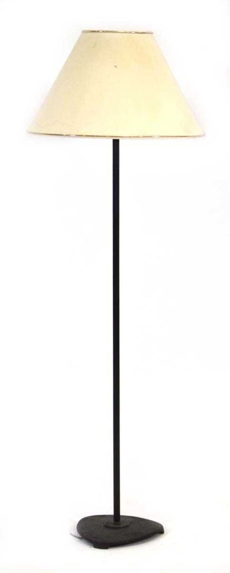 Carl Christensen, a Danish black metalwork floor lamp with a later shadeLead cut, working order