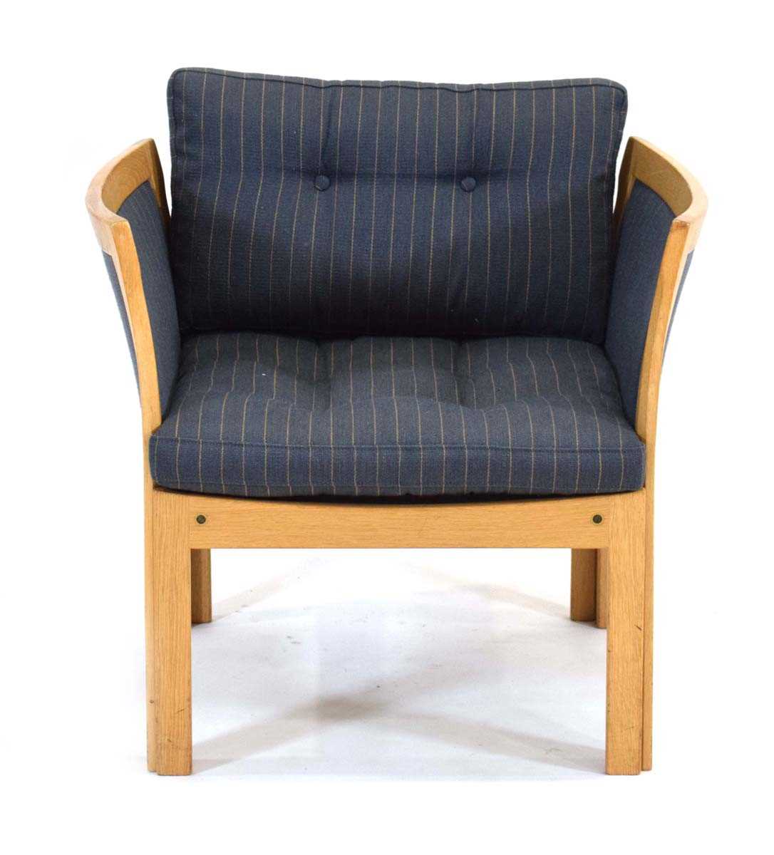 Illum Wikkelso (Danish, 1919-1999), a 1960's 'Plexus' armchair, the oak frame with striped