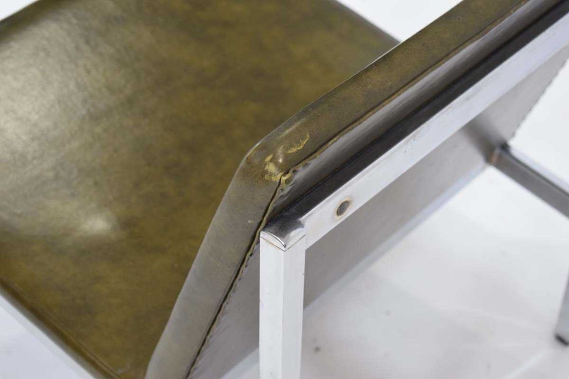 Godfrey Syrett, a 1970's chromed lounge chair with green vinyl upholstery, label to the underside* - Image 2 of 3