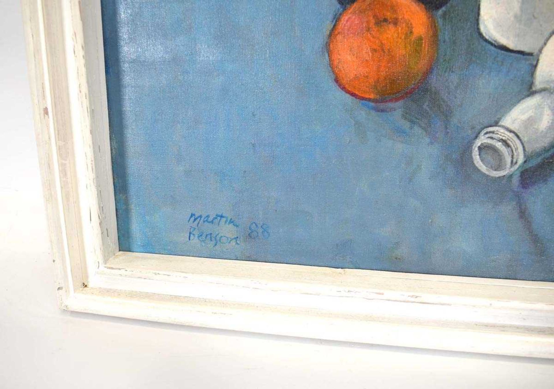 Martyn Benson (1918-2010),Still life,signed and dated '88,oil on canvas lais onto artists' board, - Image 2 of 3